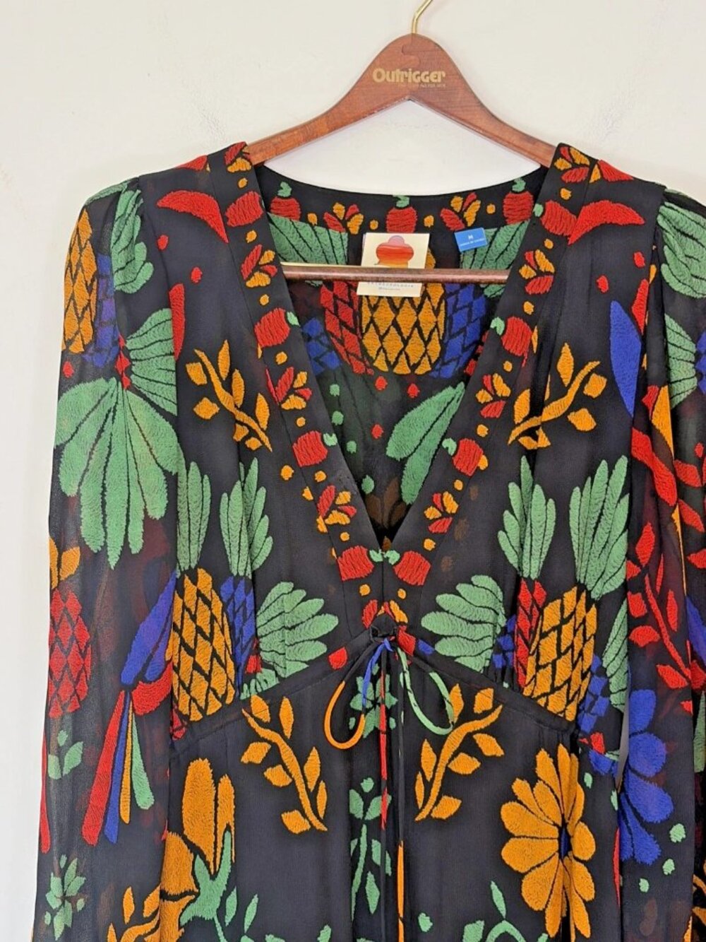 Farm Rio Anthropologie Georgette Maxi Dress Sz M Tropical Toucan Boho Lined - Picture 7 of 16